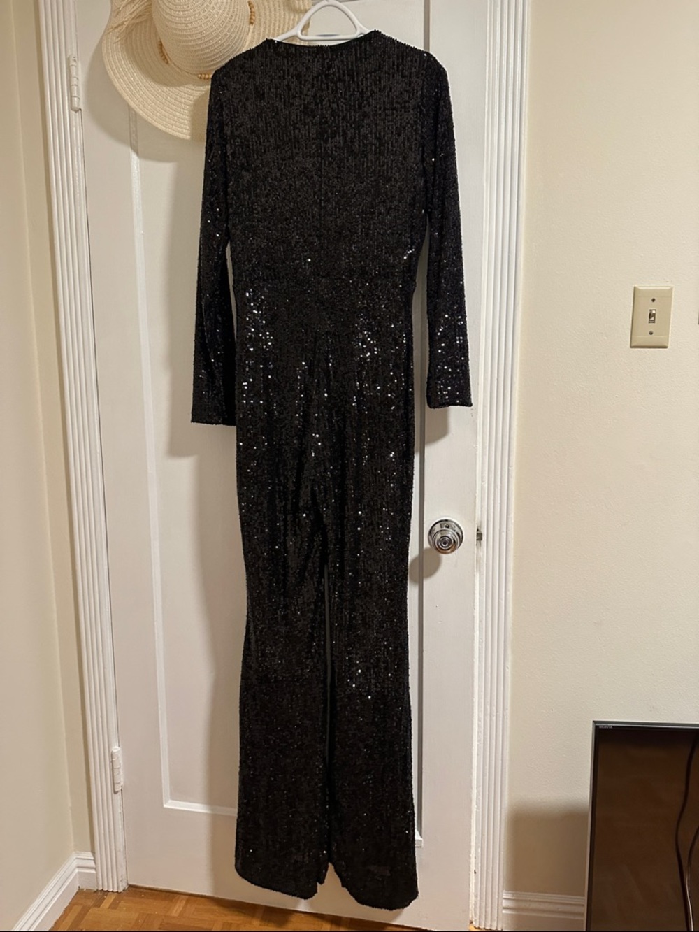 Show Me Your MuMu Black Sequin Tie-Front Wide-Leg Jumpsuit - Picture 4 of 4